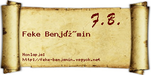 Feke Benjámin névjegykártya